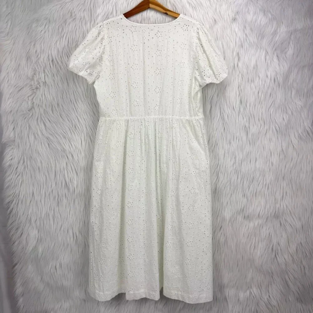 J. Crew Factory Eyelet Midi Dress Puff Sleeve Boho Summer Graduation‎ Coastal
